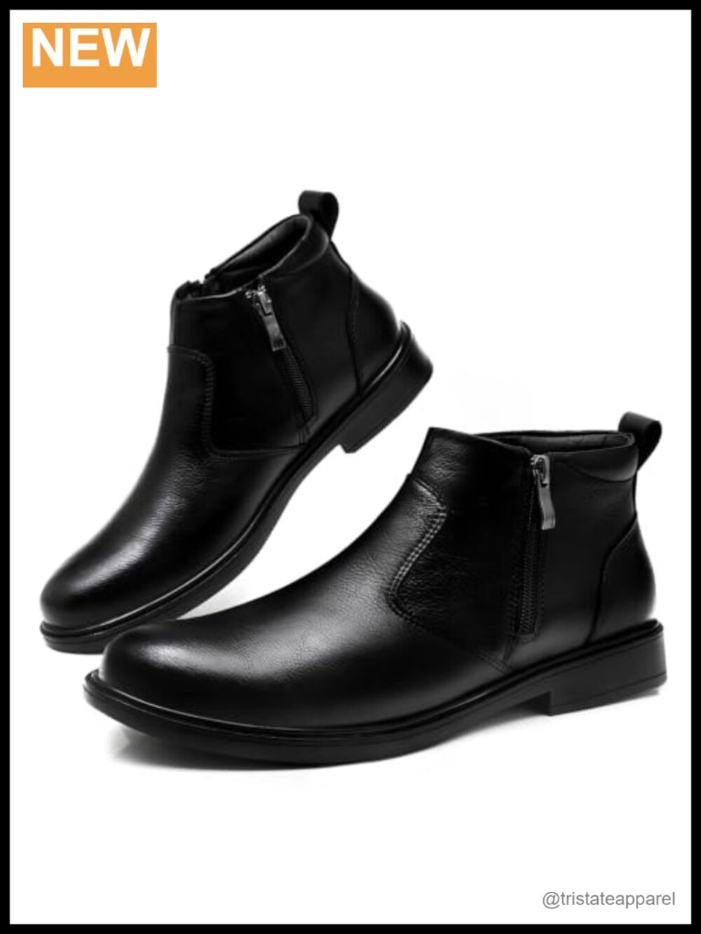 Men's Chelsea Ankle Boots Dual Zip Business Casual Microfiber Slip On Dress